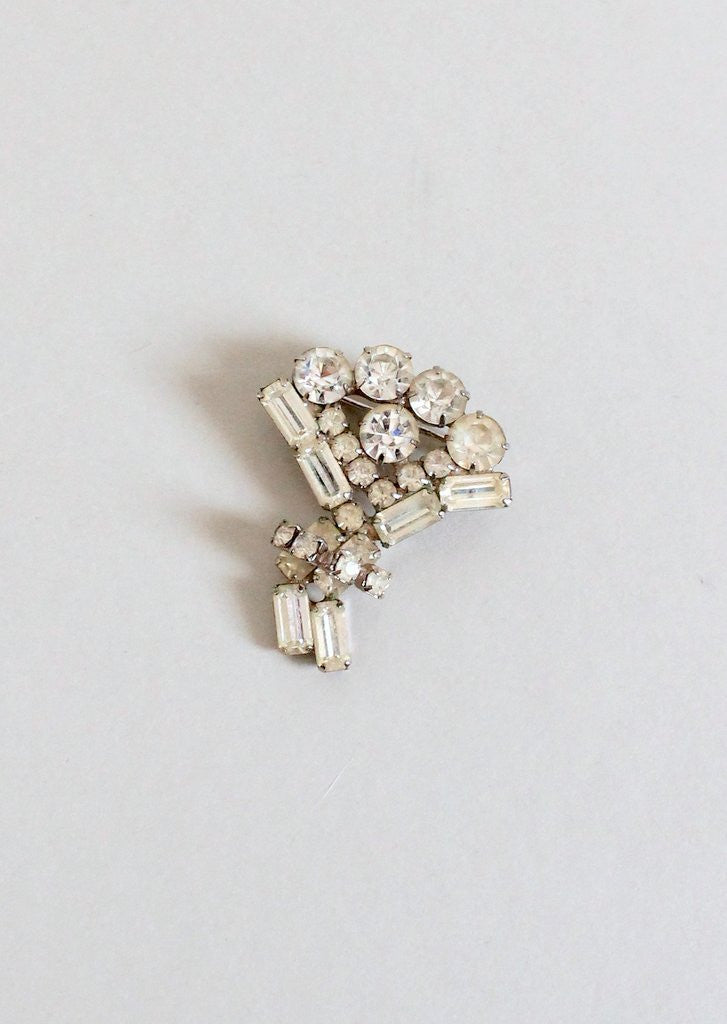 Vintage 1950s Rhinestone Bouquet Brooch