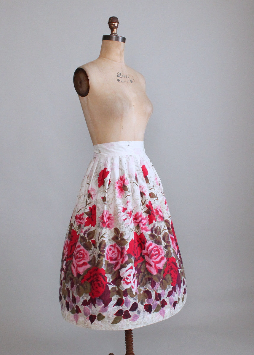 Vintage 1950s Rose Garden Full Skirt - Raleigh Vintage