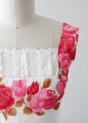 Vintage 1950s Rose Print Cotton Party Dress