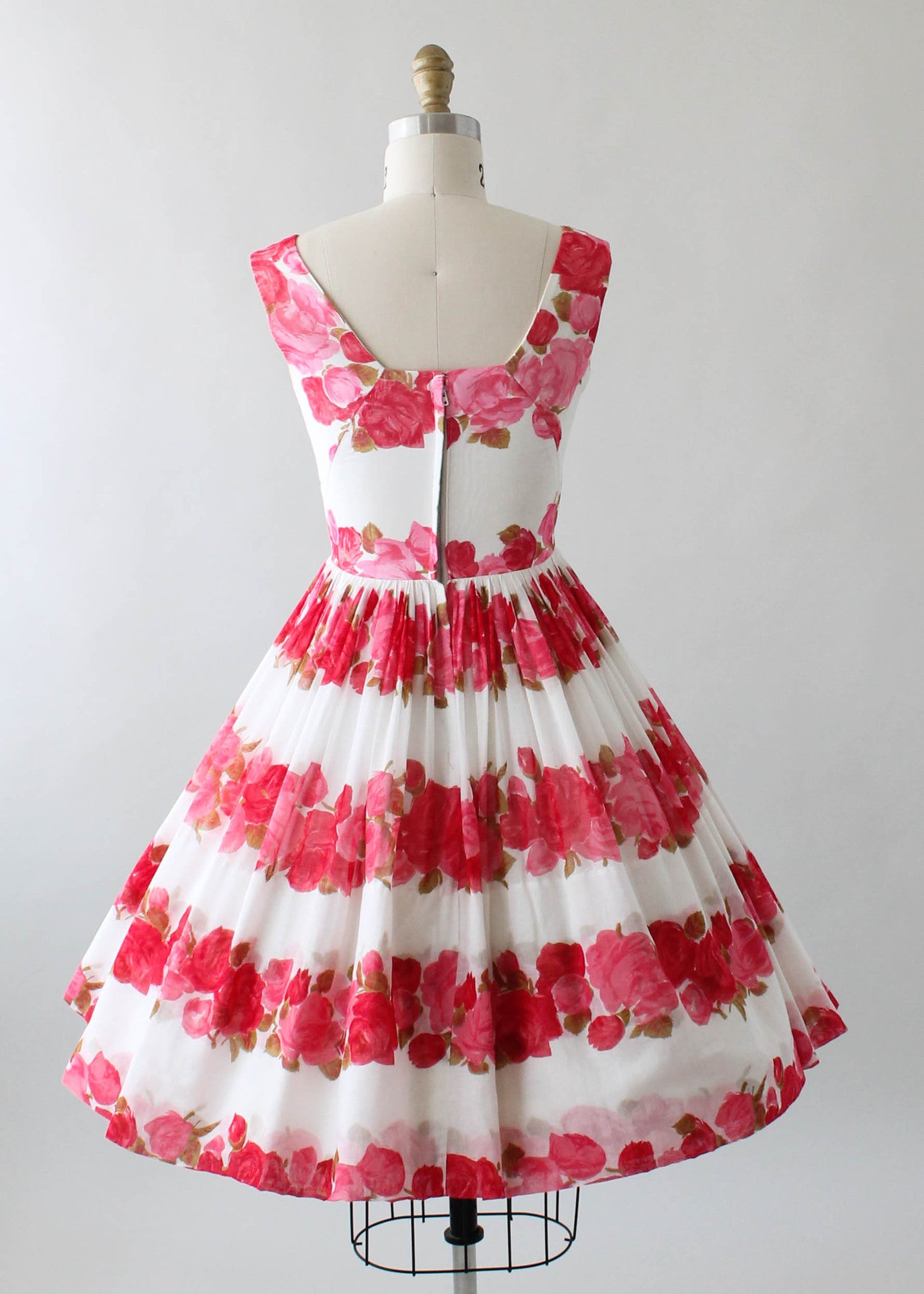 Vintage 1950s Rose Print Cotton Party Dress - Raleigh Vintage Vintage 1950s Rose Print Cotton Party Dress - Raleigh Vintage
