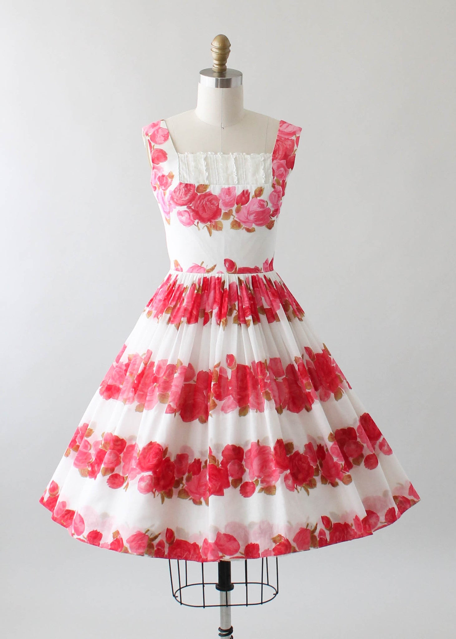 Vintage 1950s Rose Print Cotton Party Dress - Raleigh Vintage Vintage 1950s Rose Print Cotton Party Dress - Raleigh Vintage