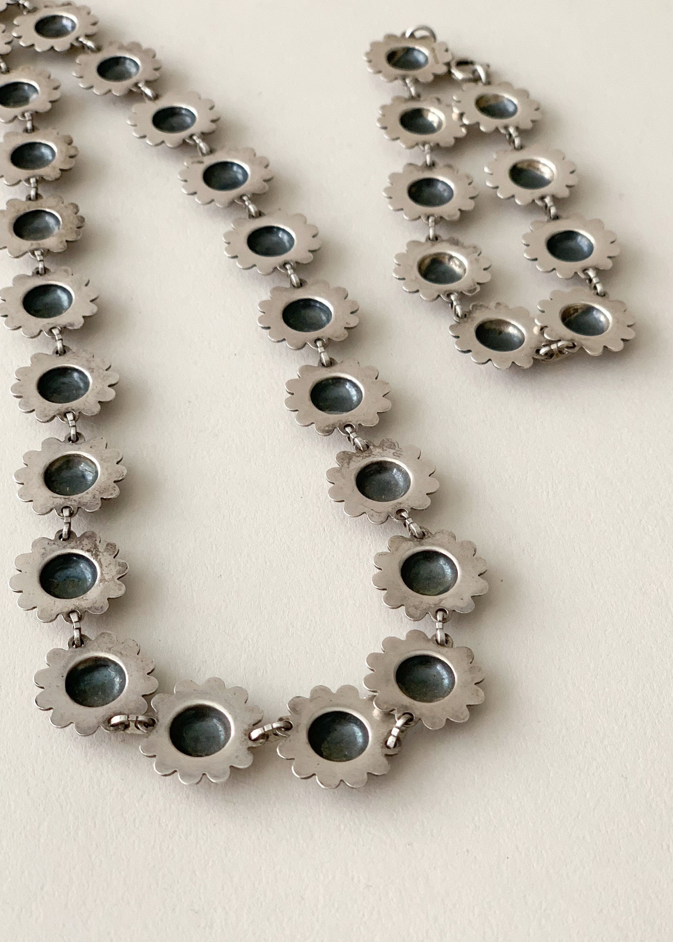 Vintage 1940s Sterling Silver Necklace and Bracelet Set