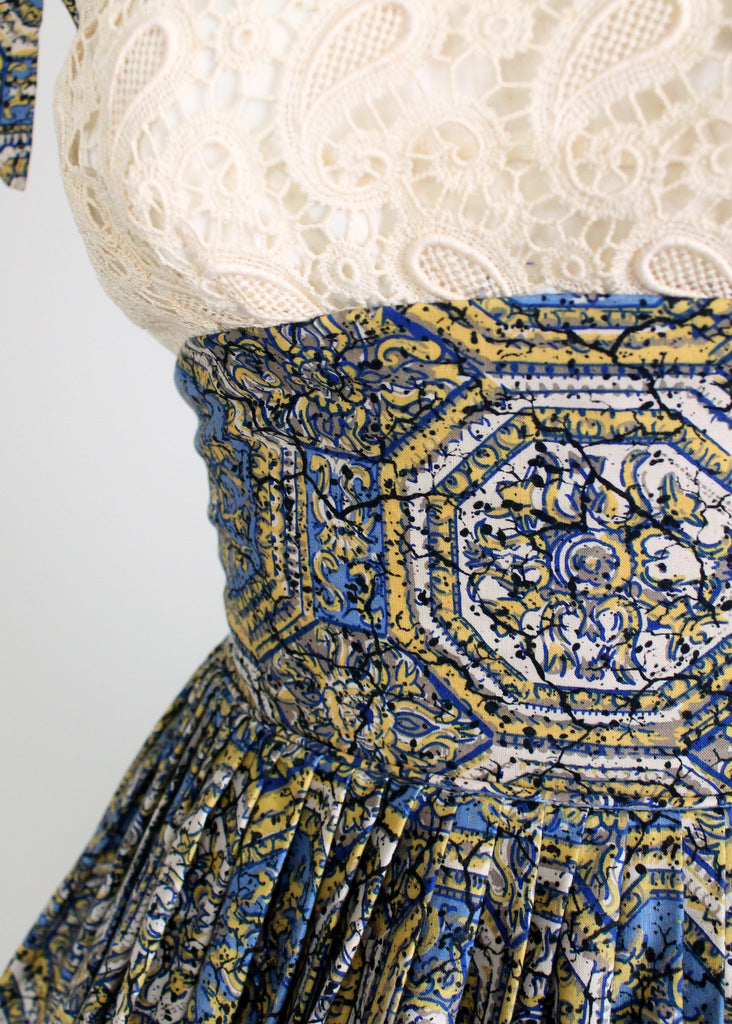 1950s tiki print party sundress