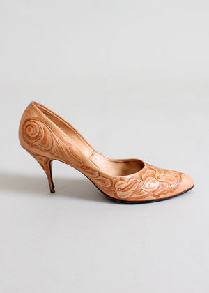 Vintage 1960s tooled leather shoes