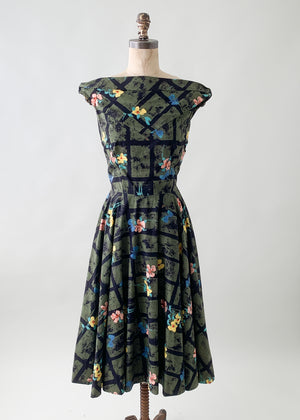 Vintage 1950s Floral Cotton Summer Dress