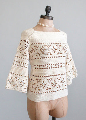 Vintage 1960s Bell Sleeve Hand-knit Sweater