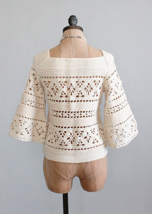 Vintage 1960s Bell Sleeve Hand-knit Sweater