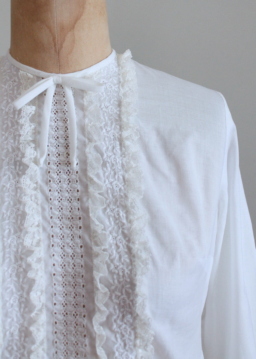 Vintage 1960s Bobbie Brooks White Ruffle Shirt
