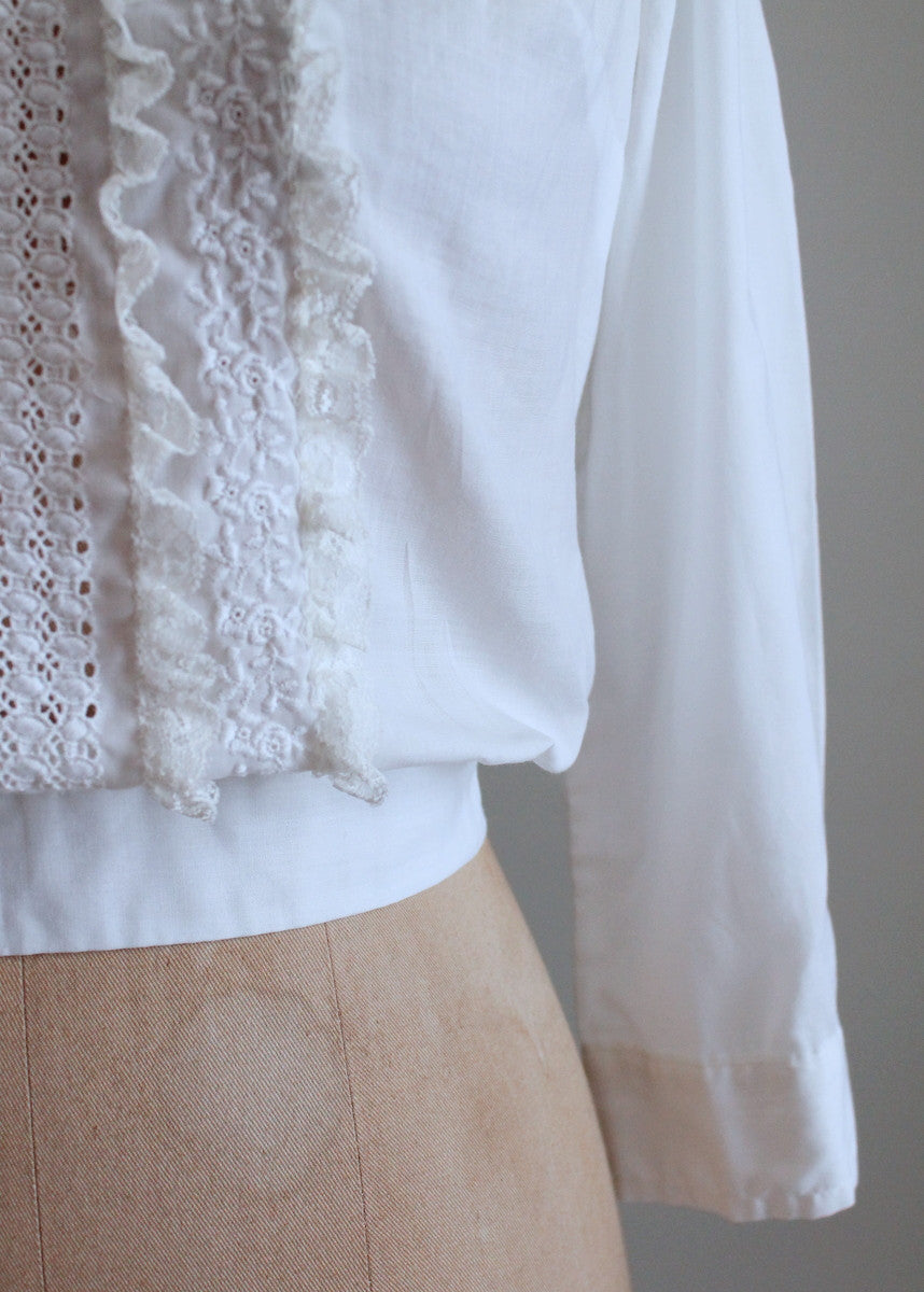 Vintage 1960s Bobbie Brooks White Ruffle Shirt