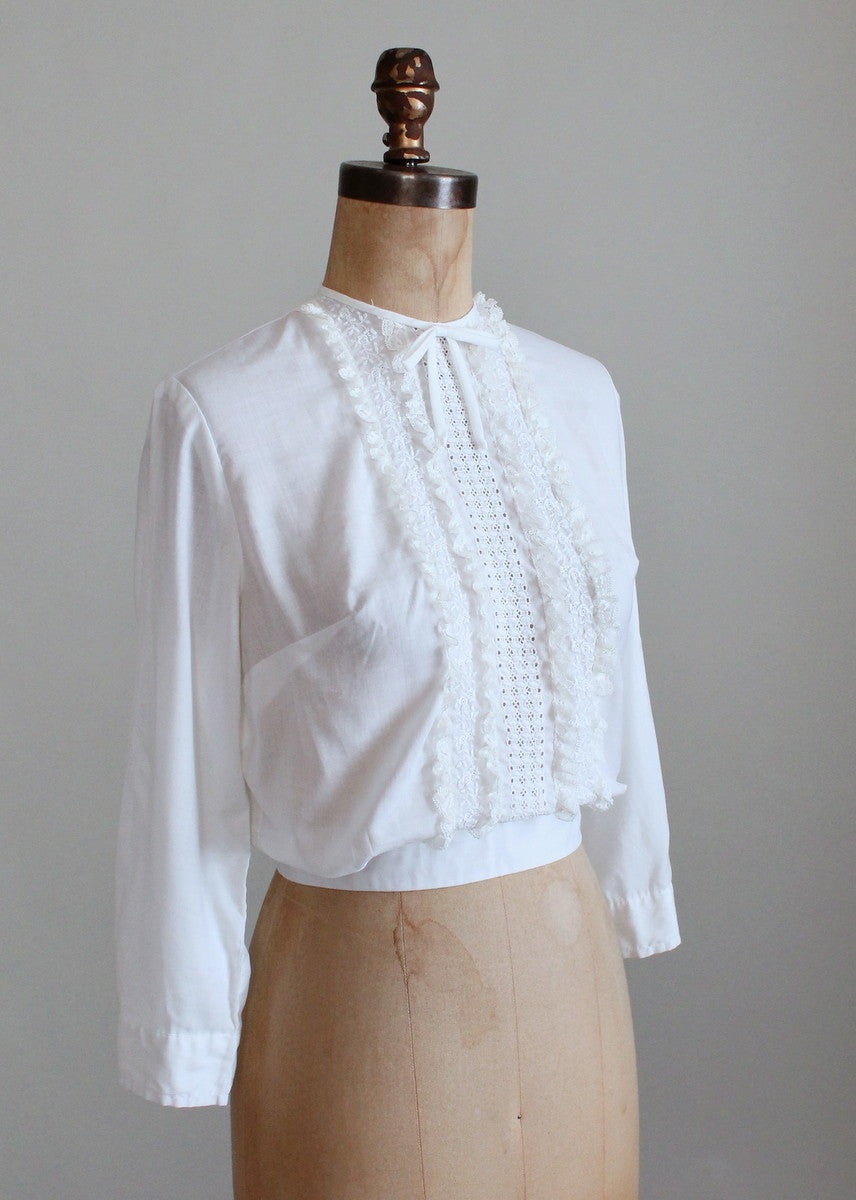 Vintage 1960s Bobbie Brooks White Ruffle Shirt