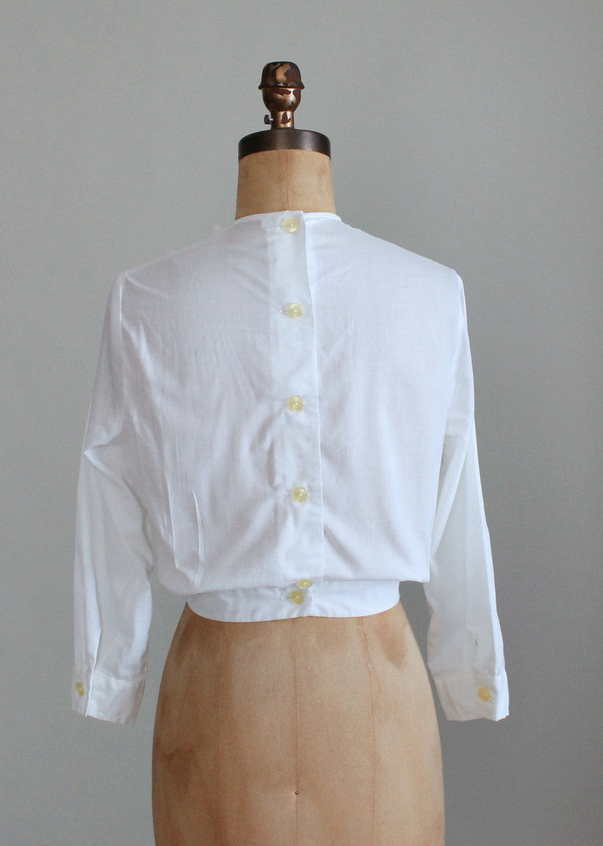 Vintage 1960s Bobbie Brooks White Ruffle Shirt