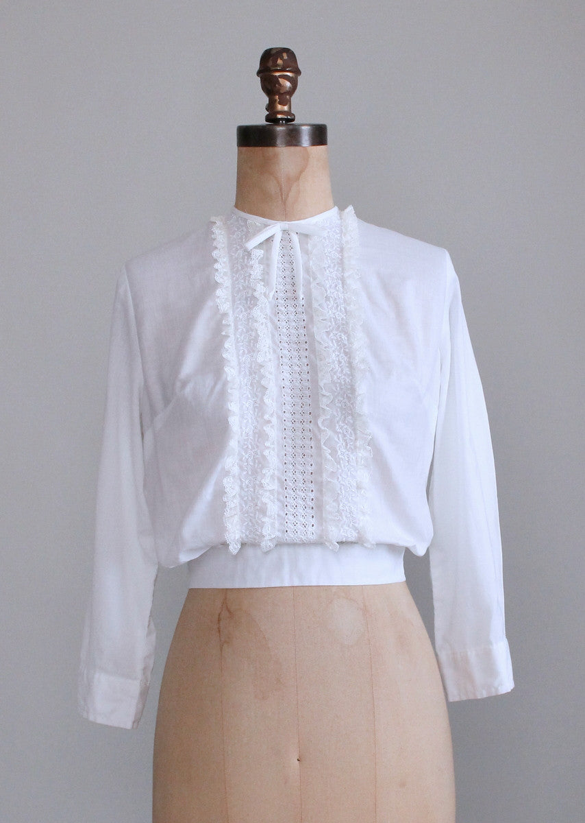 Vintage 1960s Bobbie Brooks White Ruffle Shirt