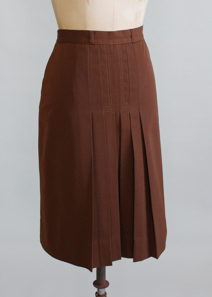 Vintage 1960s Gabradine Midi Skirt