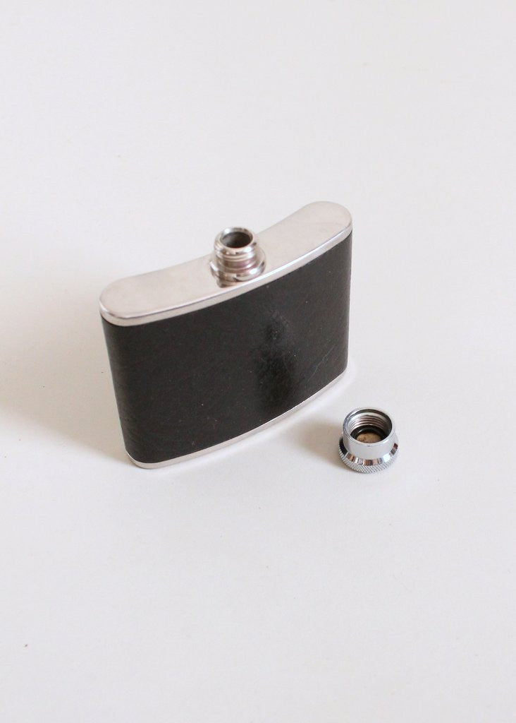 Vintage 1960s English Silver and Leather Flask