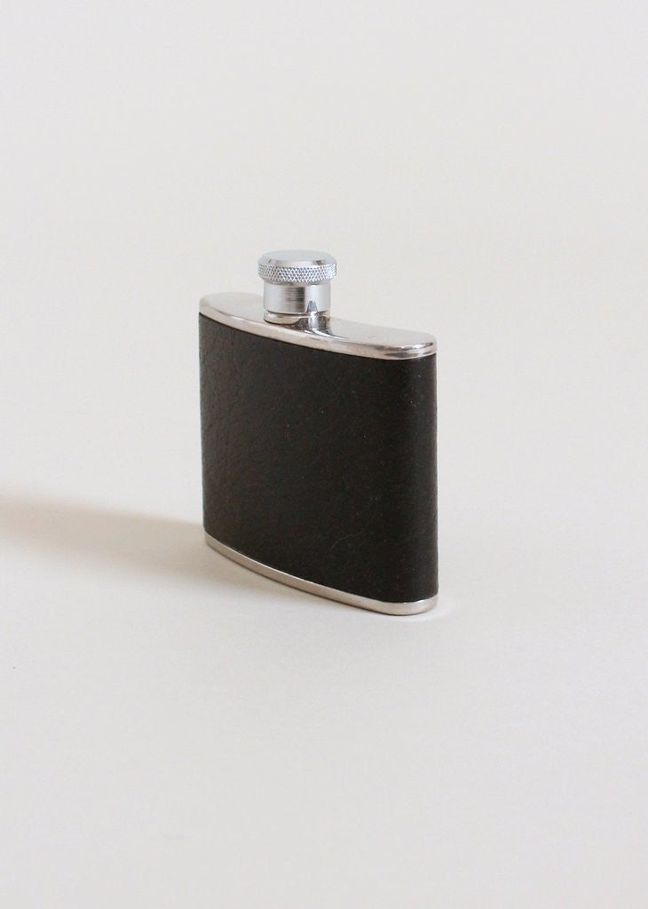Vintage 1960s English Silver and Leather Flask
