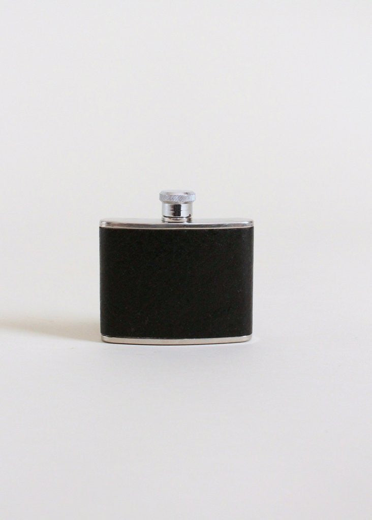 Vintage 1960s English Silver and Leather Flask