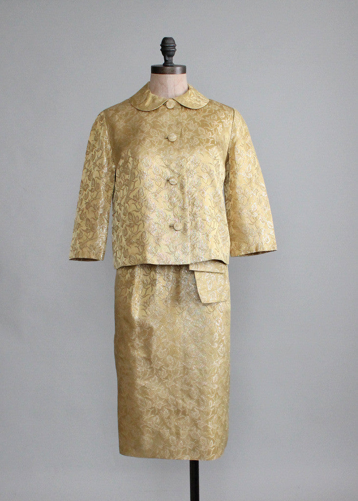 Vintage 1960s Gold Brocade Cocktail Dress and Jacket - Raleigh Vintage Vintage 1960s Gold Brocade Cocktail Dress and Jacket - Raleigh Vintage
