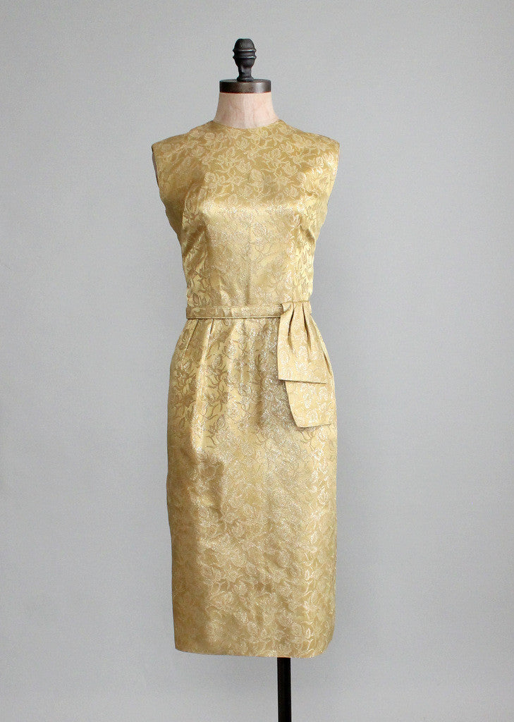 Vintage 1960s Gold Brocade Cocktail Dress and Jacket