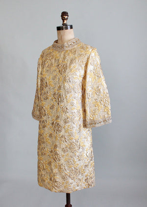 Vintage 1960s Gold Lame MOD Party Dress - Raleigh Vintage