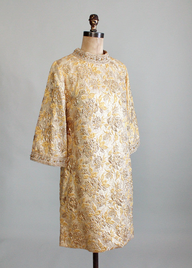Vintage 1960s Gold Lame MOD Party Dress - Raleigh Vintage Vintage 1960s Gold Lame MOD Party Dress - Raleigh Vintage