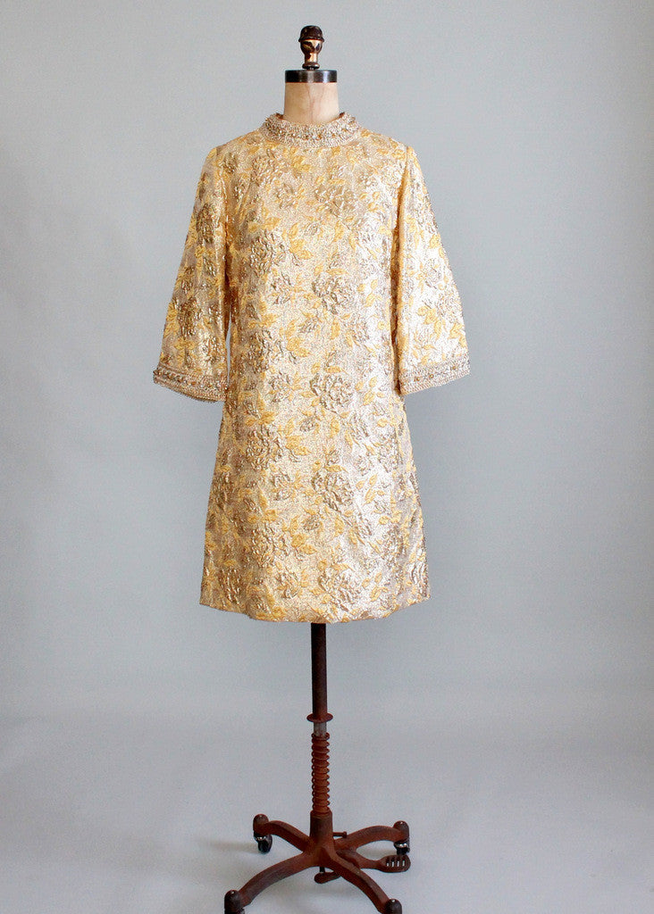 Vintage 1960s Gold Lame MOD Party Dress Vintage 1960s Gold Lame MOD Party Dress