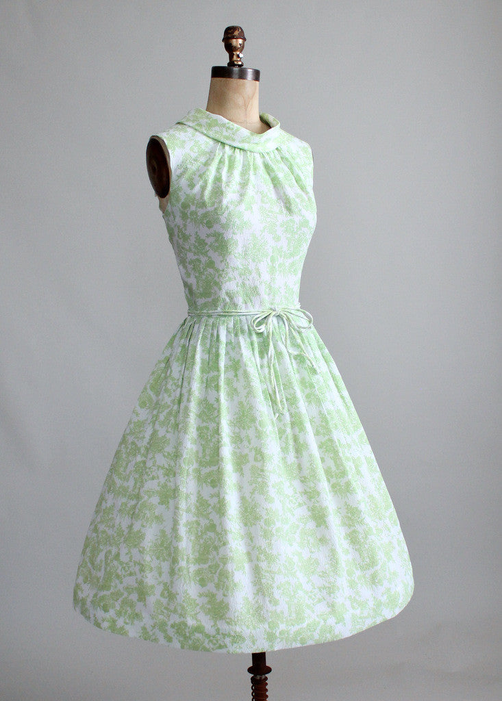 Vintage 1950s Floral Rose Cotton Dress - Raleigh Vintage