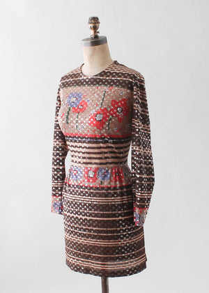 Vintage 1960s Klimt Inspired Lamé Mini Dress