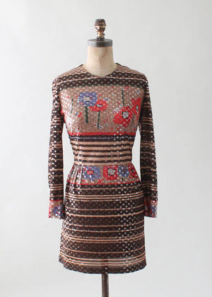 Vintage 1960s Klimt Inspired Lamé Mini Dress