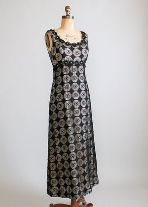 Vintage 1960s Black Lace Maxi Dress