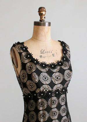 Vintage 1960s Black Lace Maxi Dress