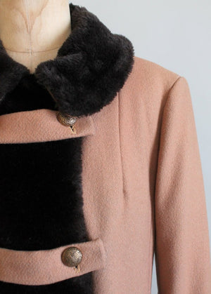Vintage 1960s MOD Wool and Faux Fur Winter Coat