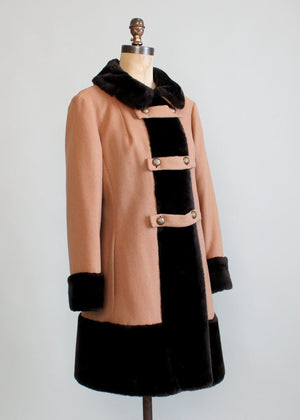 Vintage 1960s MOD Wool and Faux Fur Winter Coat