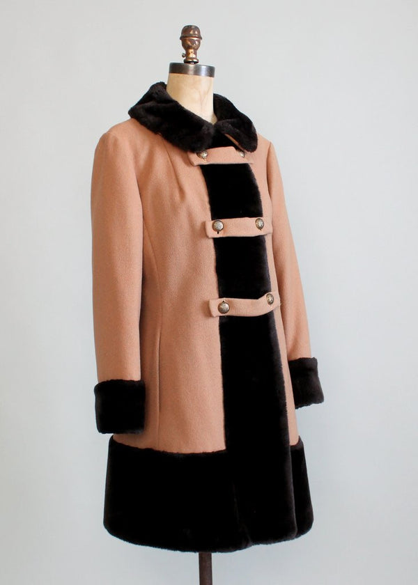 Vintage 1960s MOD Wool and Faux Fur Winter Coat - Raleigh Vintage