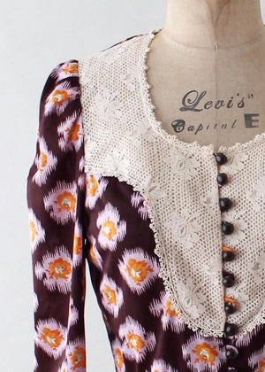Vintage 1960s Floral and Lace MOD Blouse