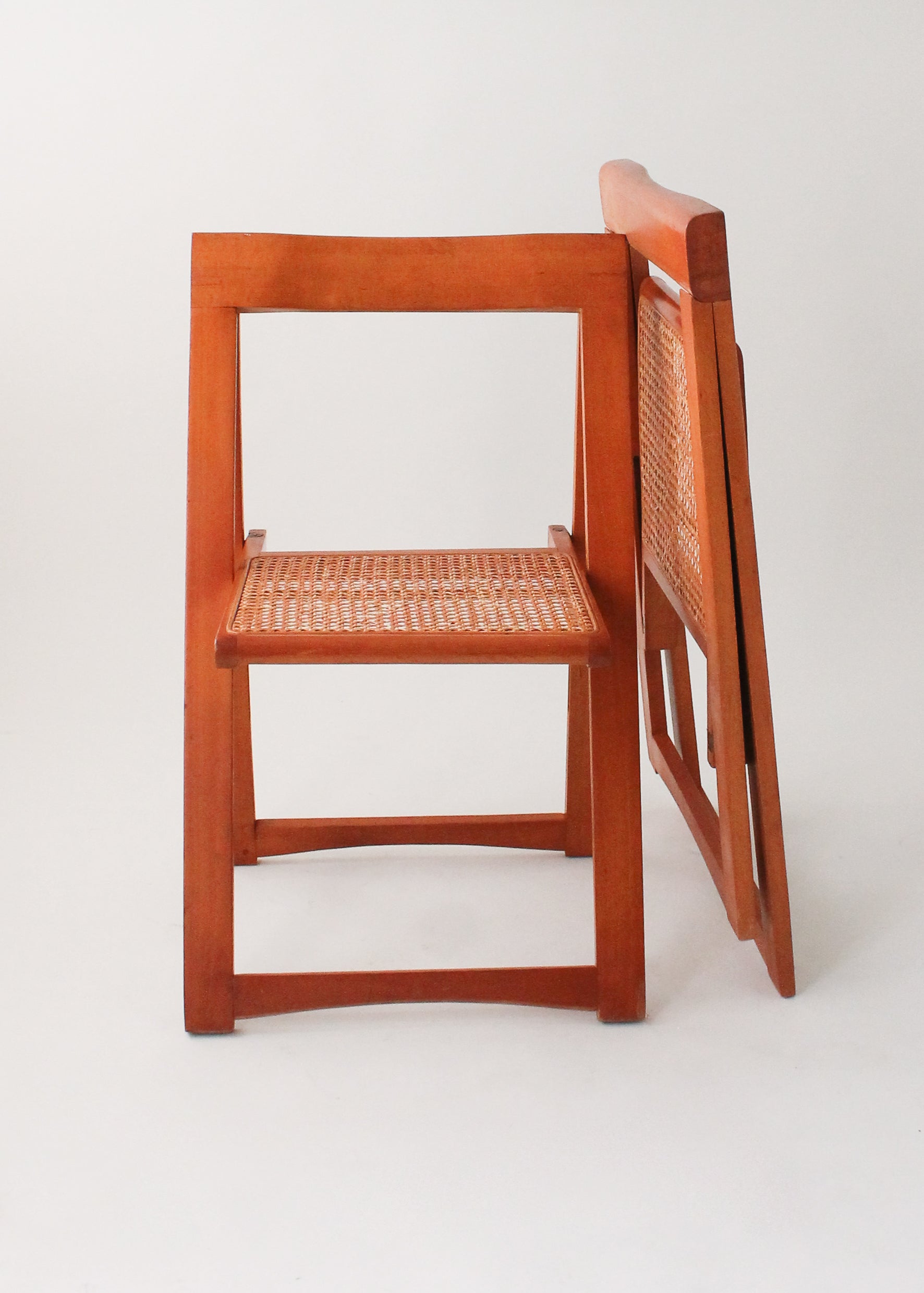 Vintage Mid-Century Wood and Cane Folding Chair