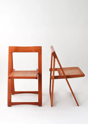 Vintage Mid-Century Wood and Cane Folding Chair