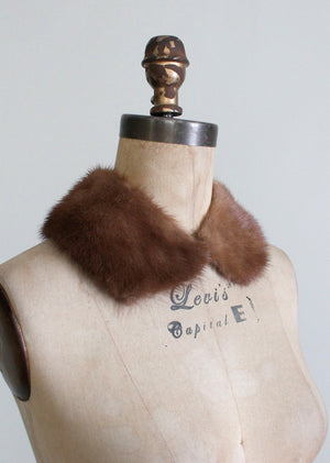 Vintage 1960s Brown Mink Fur Collar