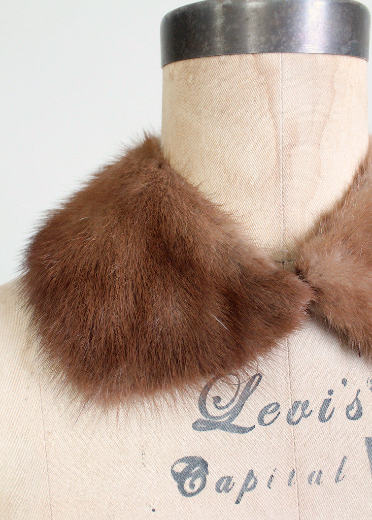 Vintage Brown Authentic Mink Fur Collar around the neck 20"