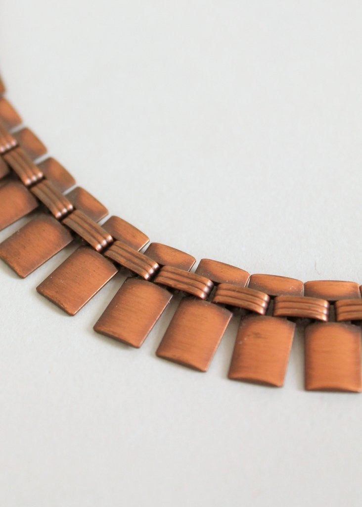 Vintage 1960s Modernist Copper Choker Necklace