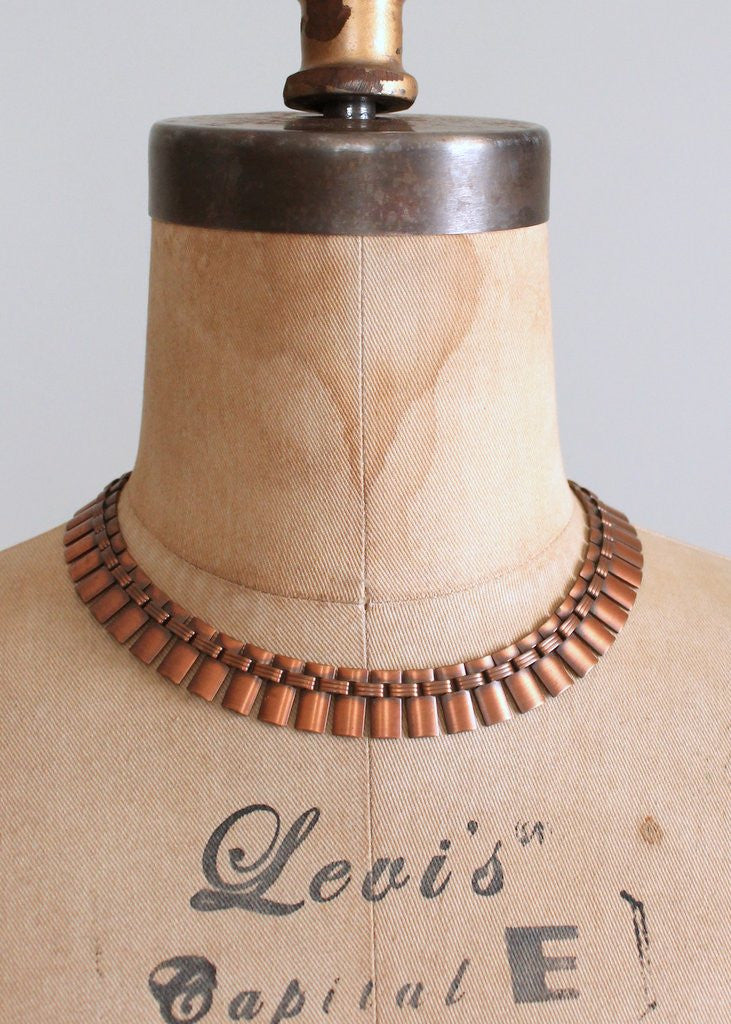 Vintage 1960s Modernist Copper Choker Necklace
