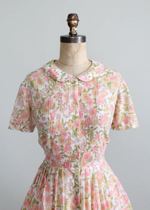 Vintage 1960s Pastel Floral Shirt Dress