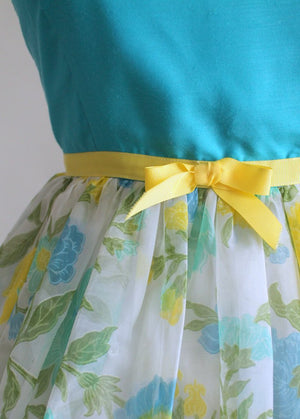 Vintage 1960s Blue and Yellow Summer Party Dress