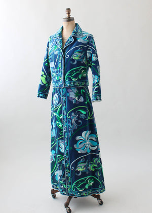 Vintage 1960s Pucci Floral Velvet Jacket and Skirt Set