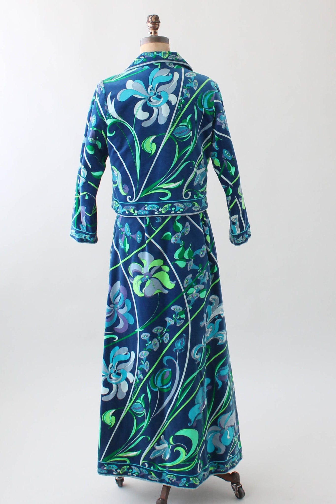 Vintage 1960s Pucci Floral Velvet Jacket and Skirt Set