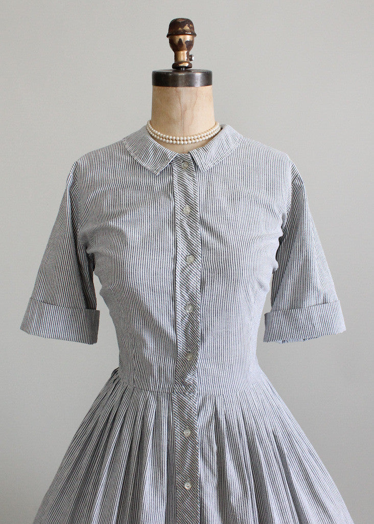 grey retro dress Vintage Fall Plaid Dress & Satin Blouse Gray
