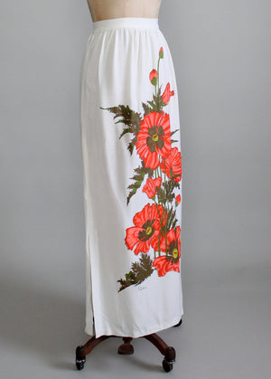 Vintage Late 1960s Shaheen Floral Maxi Skirt