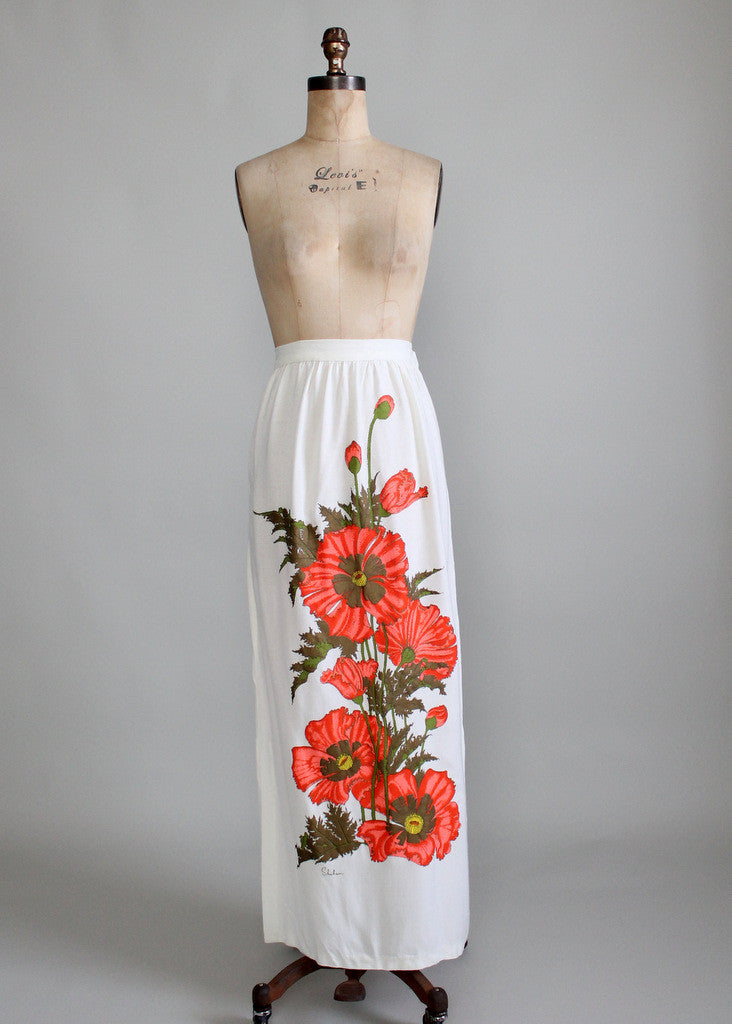 Vintage Late 1960s Shaheen Floral Maxi Skirt. Raleigh Vintage