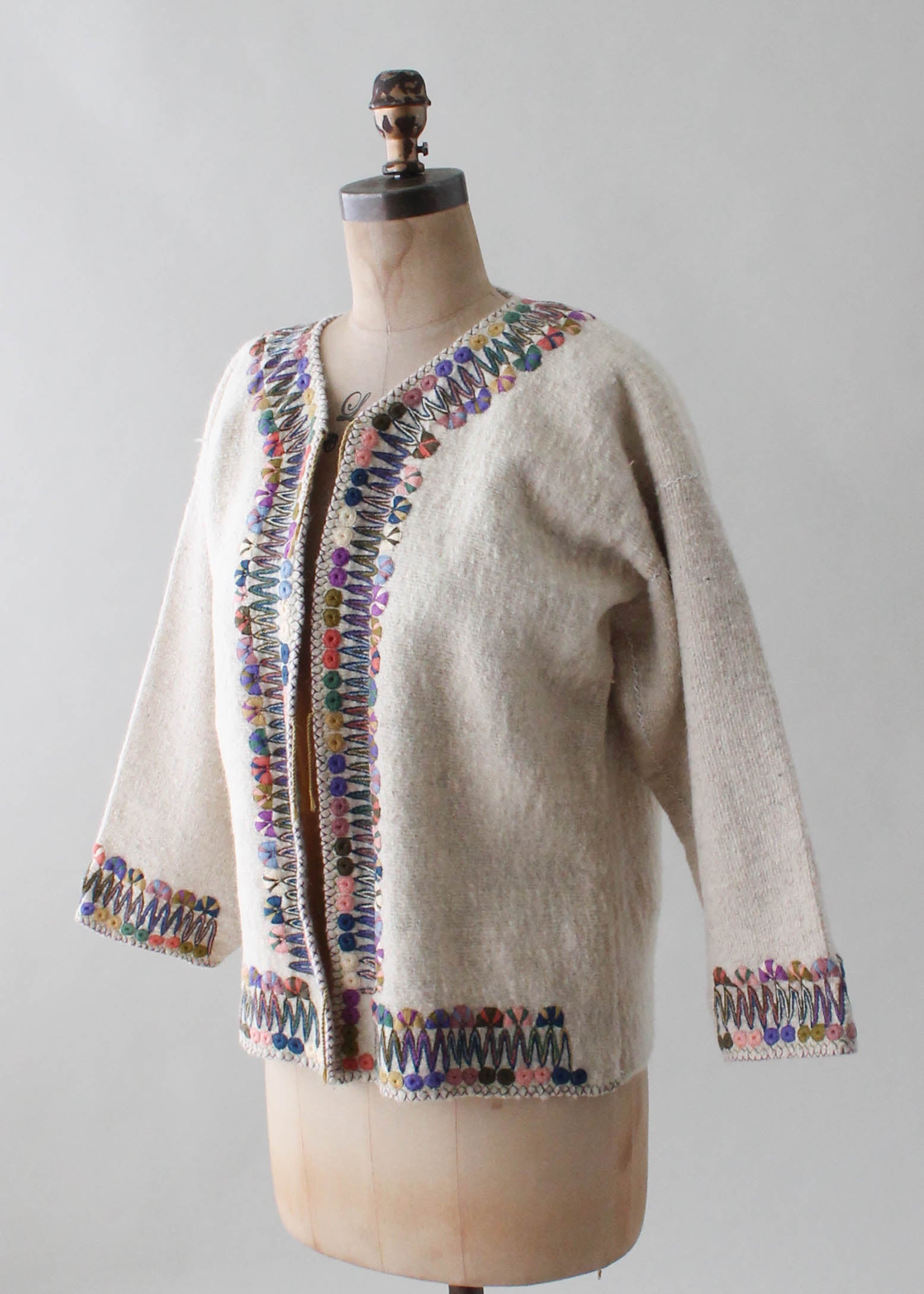 USA vintage embroidery knit jacket