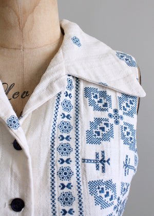 Vintage 1960s Blue and White Belted Tunic
