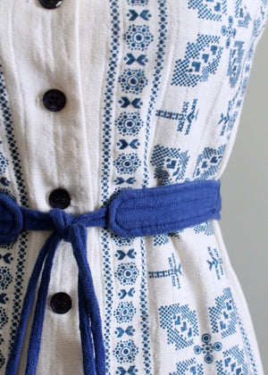 Vintage 1960s Blue and White Belted Tunic